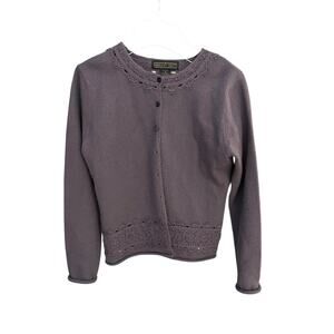 Vtg Herman Geist women's M purple 100% wool cardigan sweater